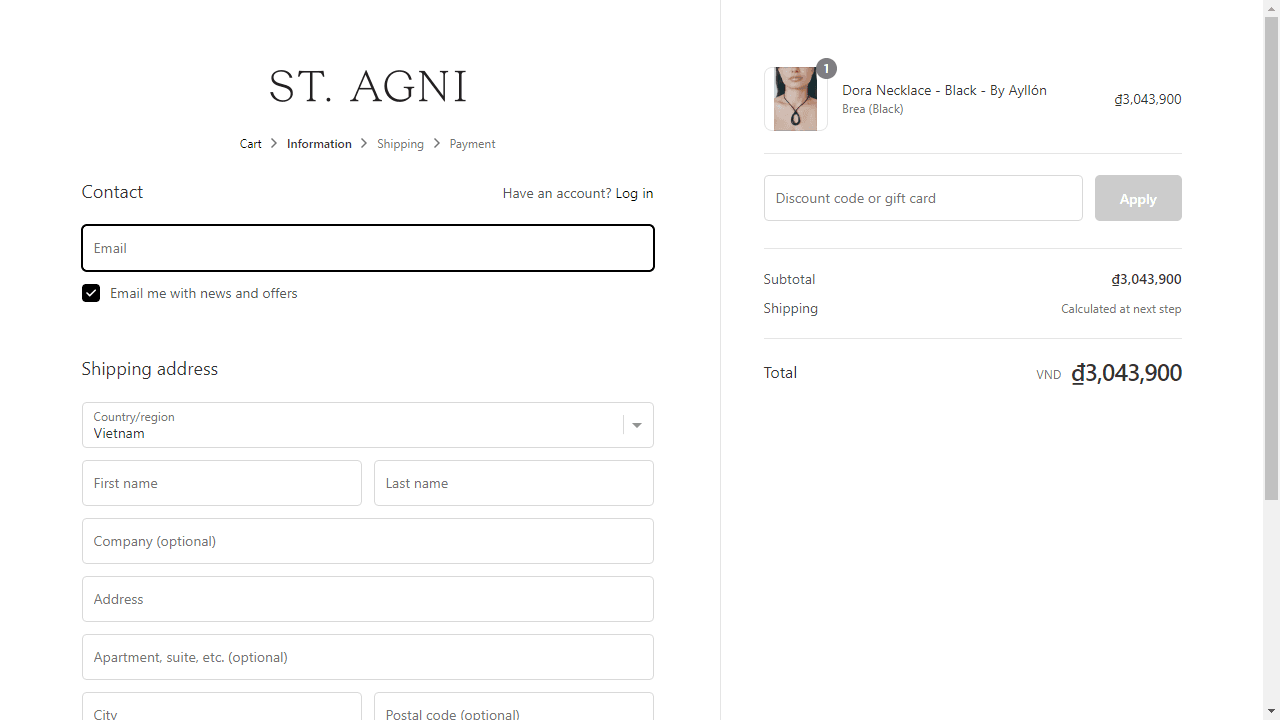 How to apply St Agni coupon code